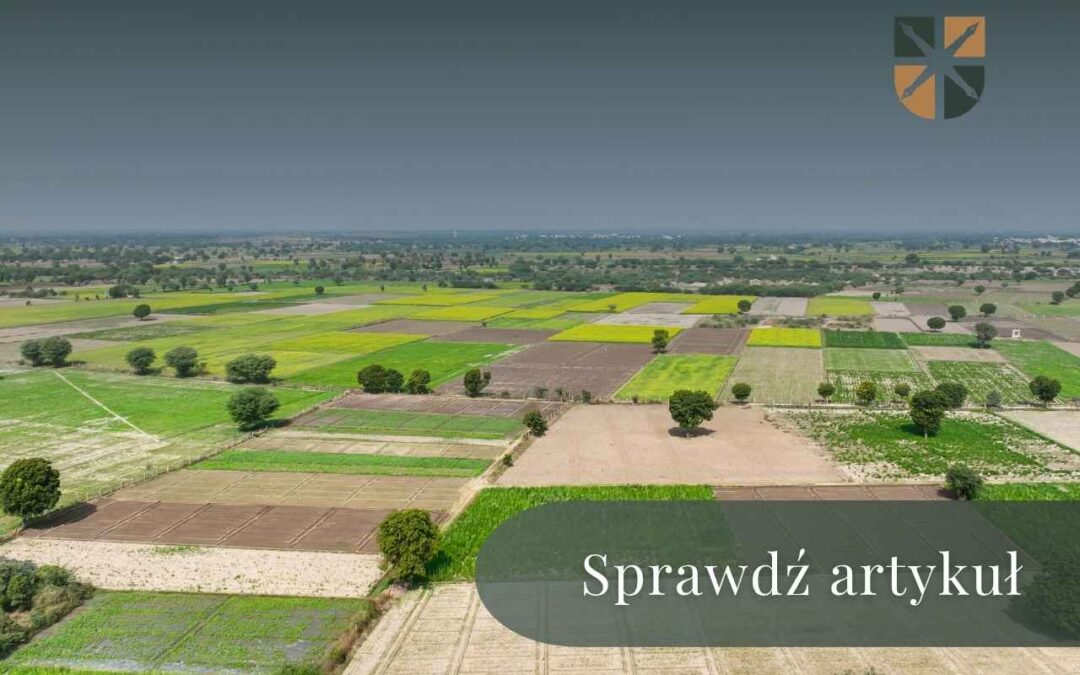 Widok z lotu ptaka na grunty rolne i działki podlegające nowemu planowi ogólnemu.